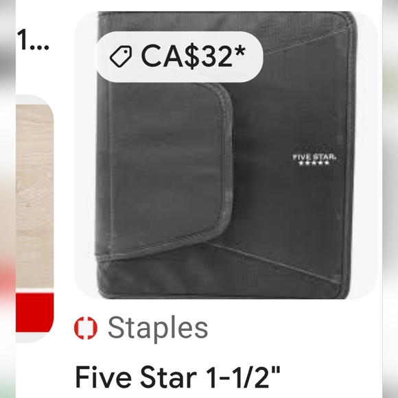 Five Star 1-1/2" Zipper Binder with Pocket - Black New With Tags - Picture 2 of 9